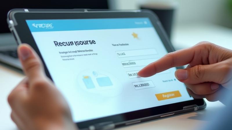 Modulo di registrazione online sicuro e opzioni di prezzo su un tablet con simboli di pagamento